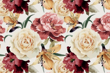 Blackout perm. schwer entflammbar - Rosen-Sommer 