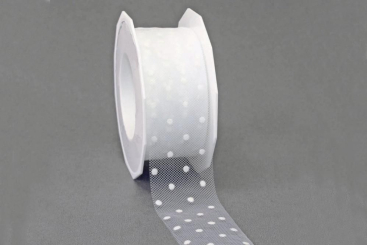 Tüllband Pünktchen - 40 mm - 25 m-Rolle 