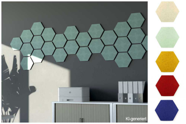 Akustikpaneel Wand - Blue Fiber - Hexagon 25 - inkl. Befestigung 