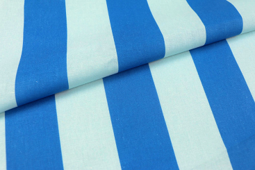 Baumwollstoff Blockstreifen - Blau/Hellblau 