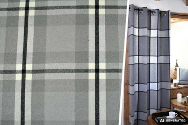 Wärmevorhangstoff - British Glencheck – Grau 