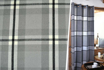 Wärmevorhangstoff - British Glencheck – Grau 