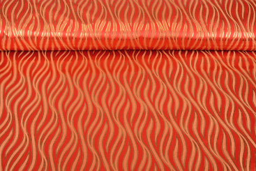 Brokat-Stoff Sibel - Rot/Gold 