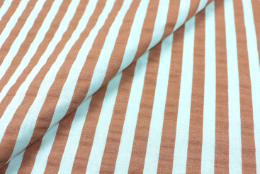 Seersucker - Streifen - Mint/Braun 
