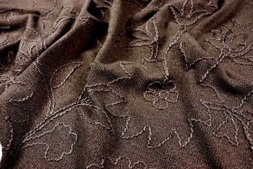 Strickstoff Blumenstick - Schoko 