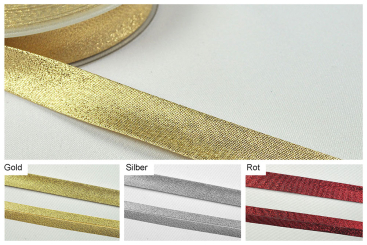 Glitzer-Schrägband - 2/4 cm breit - Meterware 