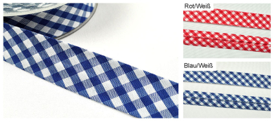 Vichy-Karo-Schrägband - 3/6 cm breit - Meterware 