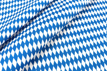Baumwollstoff - Bayerische Raute groß - Weiß/Blau 