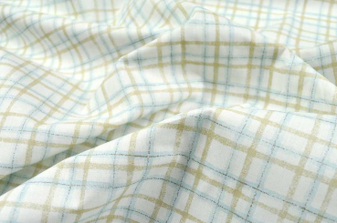 Baumwollstoff - Karo - 290 cm - Hellblau/Beige 