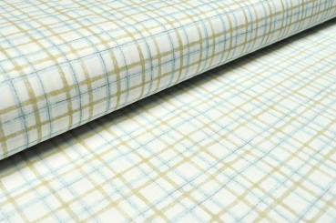 Bettwäsche-Stoff - Karo - 290 cm - Hellblau/Beige 