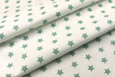 Baumwollstoff - Sterne - 295 cm - Weiß/Mint 
