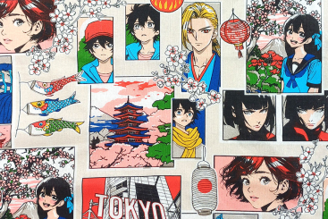 Baumwollstoff Asia - Manga 