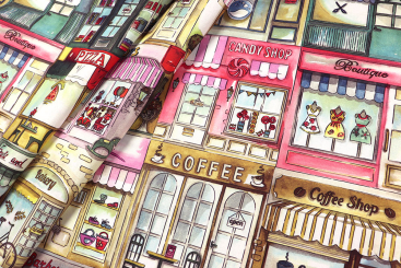 Baumwollstoff Digital - Cosy City - 280 cm 