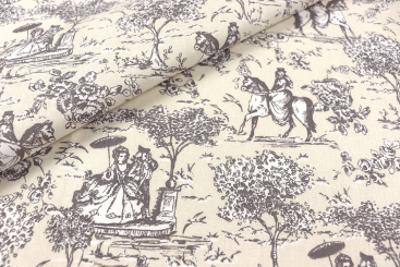 Baumwollstoff - Toile de Jouy - Reiterhof 
