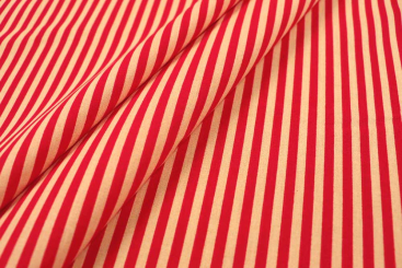 Baumwollstoff - Streifen - Rot/Creme 