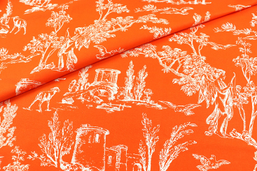 Baumwoll-Dekostoff - Toile de Jouy Amor - Orange 