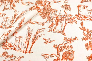 Baumwoll-Dekostoff - Toile de Jouy Amor - Weiß 
