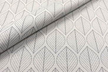 Premium-Jacquard - Zeitlose Blätter - Creme/Grau 