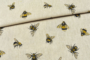 Dekostoff Leinenoptik - Bienen und Hummeln 