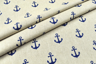 Dekostoff Leinenoptik - Blaue Anker 