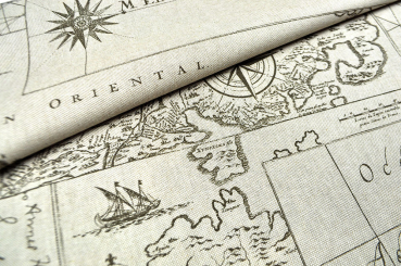 Dekostoff Leinenoptik - Vintage Map 