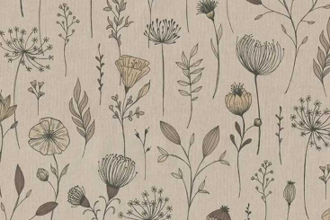 Dekostoff Leinenoptik - Drawn Flowers 