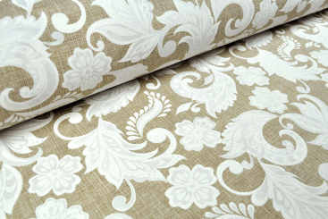 Dekostoff Leinenoptik - White Ornaments - 280 cm 