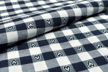 Dekostoff - Vichy-Herzen - 280 cm breit - Nachtblau 