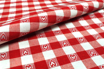 Dekostoff - Vichy-Herzen - 280 cm breit - Rot 