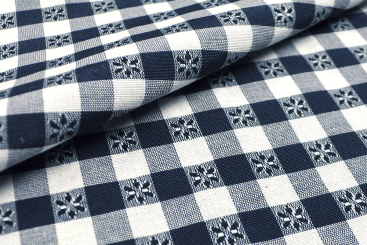 Dekostoff - Vichy-Blumen - 280 cm breit - Nachtblau 