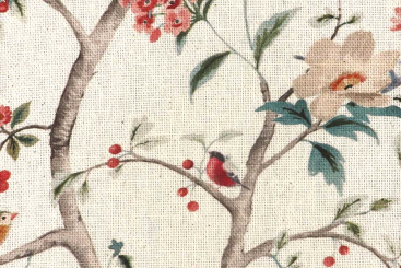 Dekostoff Recycling - Blumen und Vögel - 280 cm 