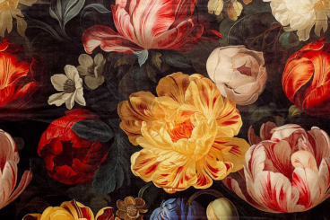 Samt-Dekostoff - Digitaldruck - Amsterdam Flowers 