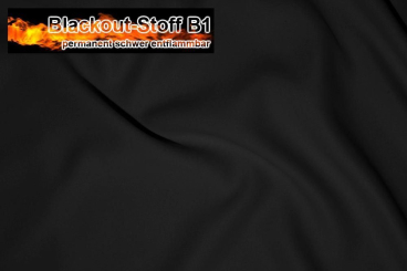 Blackout-Stoff - permanent schwer entflammbar - Schwarz - 1,0 Meter 