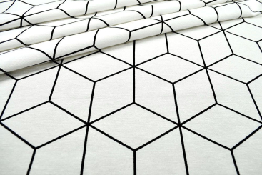 Dekostoff - Cubic Structure - Weiß/Schwarz 