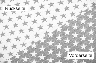 Dekostoff Jacquard - zweiseitig - Sterne - Weiß/Grau 