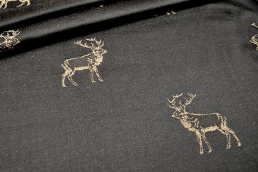 Dekostoff Jacquard - zweiseitig - Hirschrudel - Dunkelbraun 