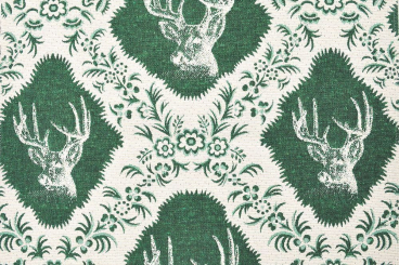 Jacquard Stoff - Hirschkopf - Beige/Grün 