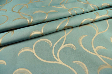 Dekostoff Jacquard - Edel-Ranken - Petrol/Gold 