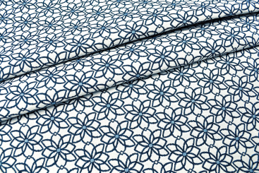 Jacquard-Dekostoff - Saint Lucia - Weiß/Blau - 280 cm 