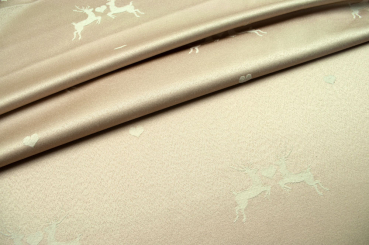 Verliebter Hirsch - Dekostoff Jacquard - Champagner/Creme 