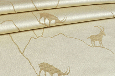 Dekostoff Jacquard - zweiseitig - Alpen-Steinbock - Creme/Beige 