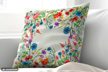 Gobelin-Kissenpanel - Blumenwiese 