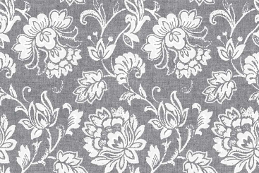 Outdoor-Dekostoff - Tropische Blumen - Grau 
