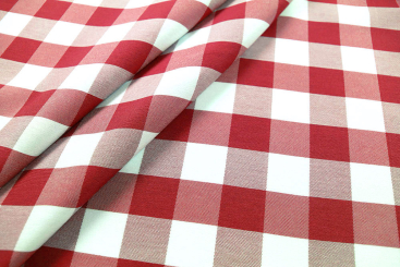 Dekostoff Jacquard beidseitig - Karo - Rot 