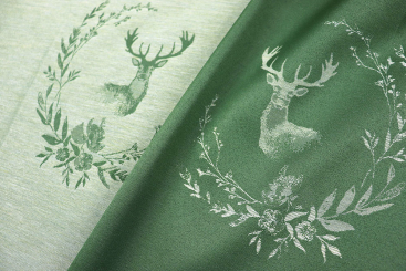 Dekostoff Jacquard beidseitig - Hirsch-Siegel - Grün 