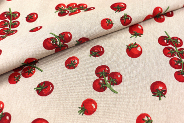 Dekostoff Leinenoptik - Kirschtomaten 