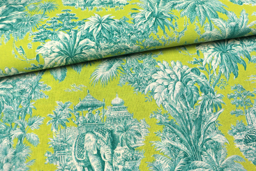 Baumwollstoff - Toile de Jouy - Mayani Green 