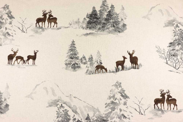 Dekostoff Premium - Rehe auf dem Berg 