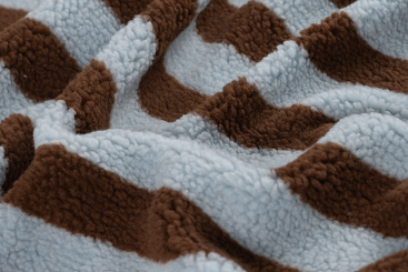 Teddy Fleece - Streifen - Hellblau/Braun 