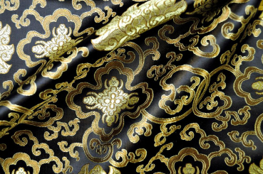China-Seidenimitat - Ornament - Schwarz 